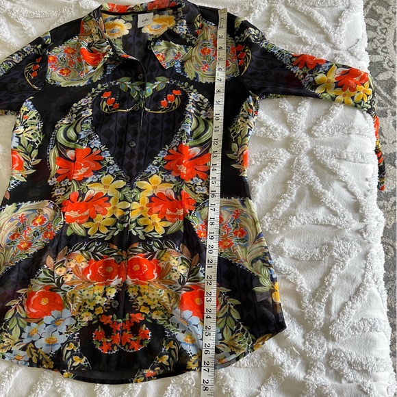 CABI Floral Button Down Front Shirt Collared Long Sleeves Size Small - Picture 14 of 15
